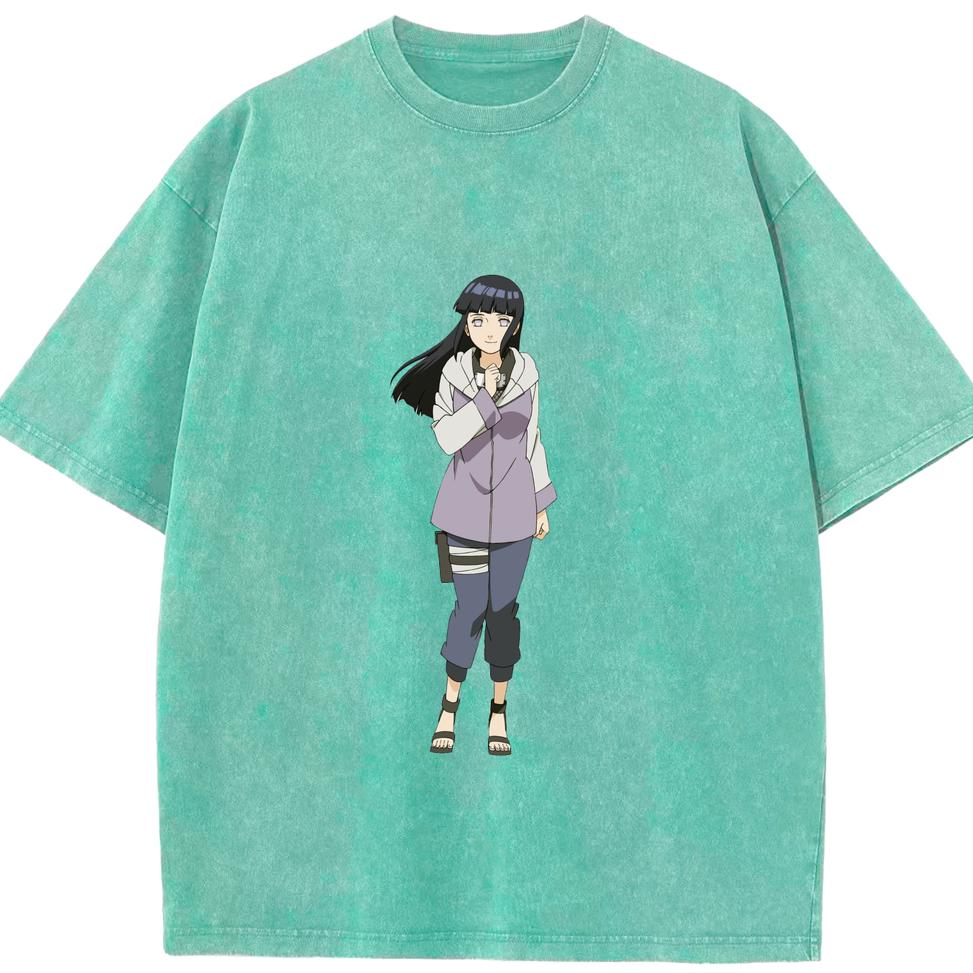 （画像用） NARUTO -ナルト- 日向ヒナタ Hyūga Hinata 綿100% ヴィンテージ風 半袖Tシャツ（フロントプリント）